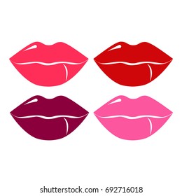 lips of different shades of lipstick, vector illustration