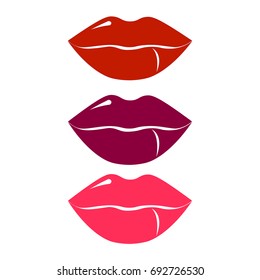 lips of different shades of lipstick, vector illustration