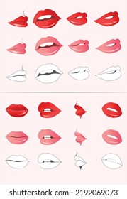 lips different shape illustration color and lineout  