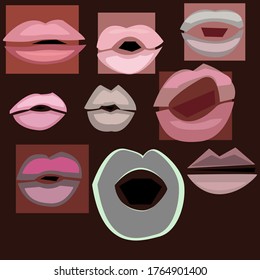 
Lippen verschiedener Größen und Farben - Pop-Art kreativ