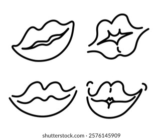 lips in doodle style. Elements for decoration design mail posts postcards poster print invitation background backdrop wrapping wallpaper stickers tattoo