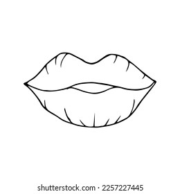Lips in doodle style on an isolated white background.