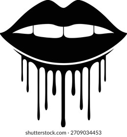 Líquido que gotea de los labios aislado en el fondo blanco