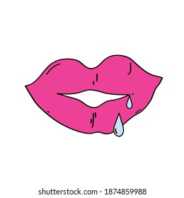 Lippen mit Logo-Symbol für Tropfen