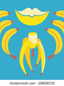 lips eating banana poster vector illustration eps 10