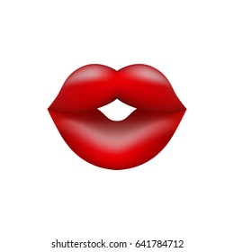 Lips Emoticon on White Background. Isolated Vector Illustration 