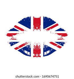 lips english flag logo design vector