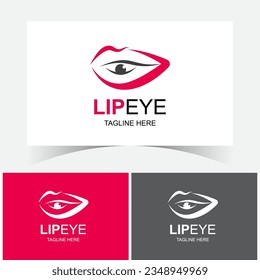 Plantilla de diseño del logotipo ocular de los labios. Logotipo combinado de los labios y los ojos.