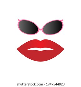 Lips with eyeglass vector design