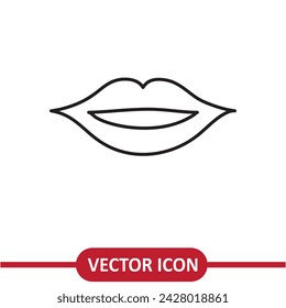 Labios del vector del icono femenino, ilustración plana del trazador de líneas sobre fondo blanco..eps