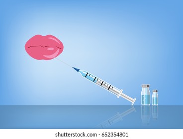 Lips and filler injection