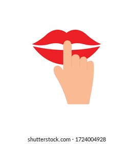 lips with finger icon Line icon