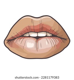 Lips Flat Icon Isolated On White Background