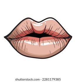 Lips Flat Icon Isolated On White Background