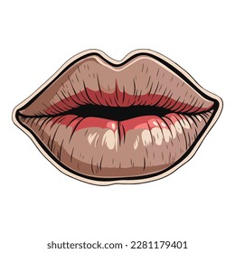 Lips Flat Icon Isolated On White Background