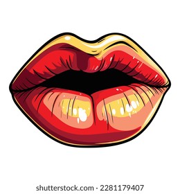 Lips Flat Icon Isolated On White Background