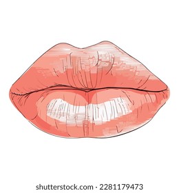 Lips Flat Icon Isolated On White Background