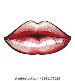 Lips Flat Icon Isolated On White Background