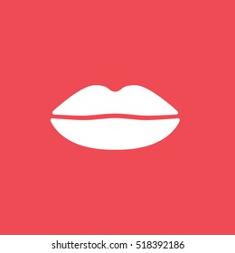 Lips Flat Icon On Red Background