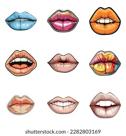 Icono Plano Lips Aislado En Fondo Blanco