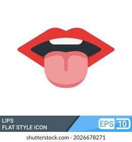Lippen im flachen Stil Symbol einzeln auf weißem Hintergrund. EPS10