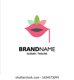 Lips, Flower, Plant, Rose, Spring Business Logo Template. Flat Color