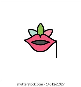 Lips, Flower, Plant, Rose, Spring Business Logo Template. Flat Color