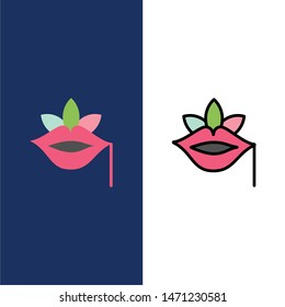 Lips, Flower, Plant, Rose, Spring  Icons. Flat and Line Filled Icon Set Vector Blue Background. Vector Icon Template background