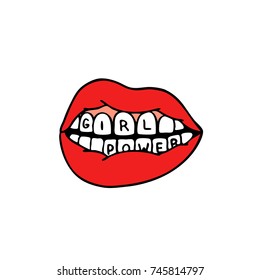 Lippen, Girl Power traditionelle Tattoo-Flash