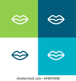 Lips green and blue material color minimal icon or logo design