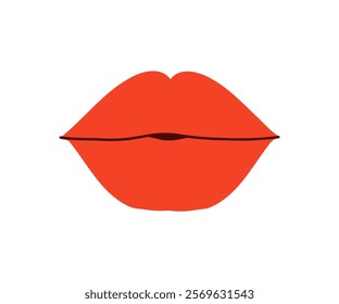 Lips are hand drawn in a flat style. Hand drawn vector illustration.