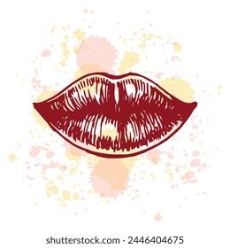 Lips hand drawn illustration Vector image