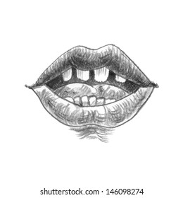 Lippen. Handgezeichnet. Vektor eps8
