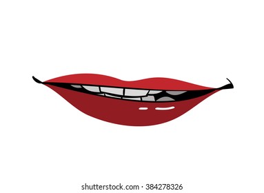 Lips, a hand drawn vector illustration of a sexy red lips smiling.