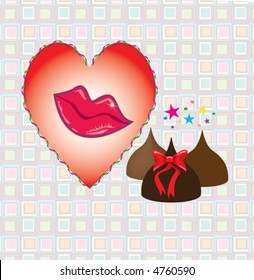 Lips, heart and Candy Vector
