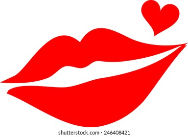 Lips with heart, Valentine`s Day, Love 