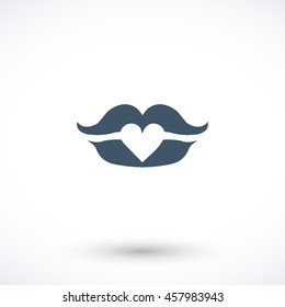 Lips with heart vector icon. Graphic symbol for web design, logo. Isolated sign on a white background.