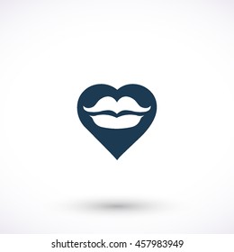 Lips with heart vector icon. Graphic symbol for web design, logo. Isolated sign on a white background.