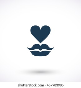 Lips with heart vector icon. Graphic symbol for web design, logo. Isolated sign on a white background.