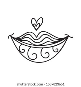 Lips and heart. Vector illustration