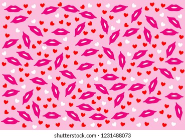Lips and hearts background