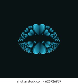 Lips of hearts. Creative logo for your company or print for T-shirt.