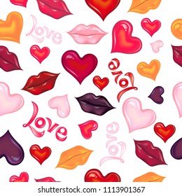 Lips and Hearts Pattern