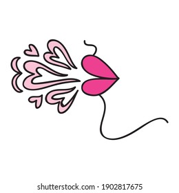 Lips and hearts. Vector illustration