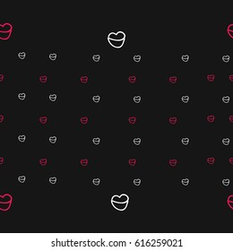 lips horizontal seamless  pattern . Hand drawn.