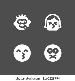 lips icon. 4 lips set with goofy, secret and kiss vector icons for web and mobile app