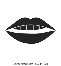 Lips icon in black style isolated on white background. Make up symbol stock vector illustration.