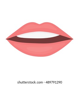 Lips icon in cartoon style isolated on white background. Make up symbol stock vector illustration.