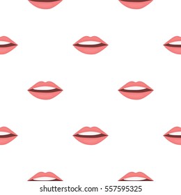 Lips icon in cartoon style isolated on white background. Make up pattern stock vector illustration.