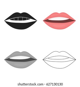Lips icon in cartoon style isolated on white background. Make up symbol stock vector illustration.